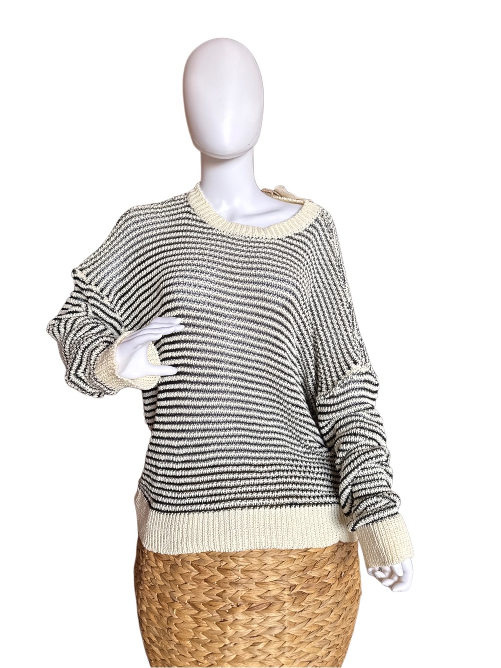 Easel dolman lightweight sweater, BLK/Cream L